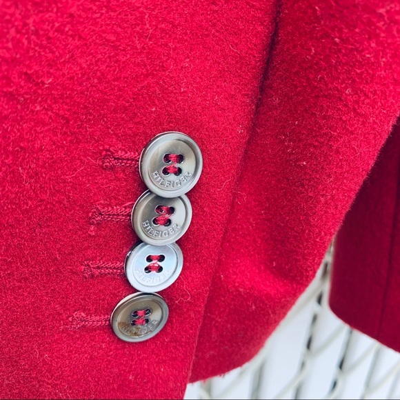 H HILFIGER RED WOOL/CASHMERE BLEND BLAZER SZ 8 - Picture 3 of 7